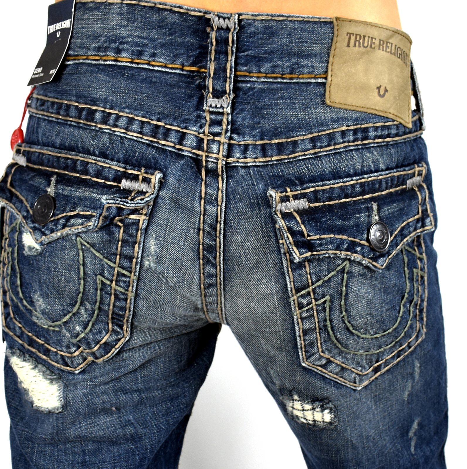 True Religion Men’s Geno Distressing Repaired Slim Super T Jeans ...
